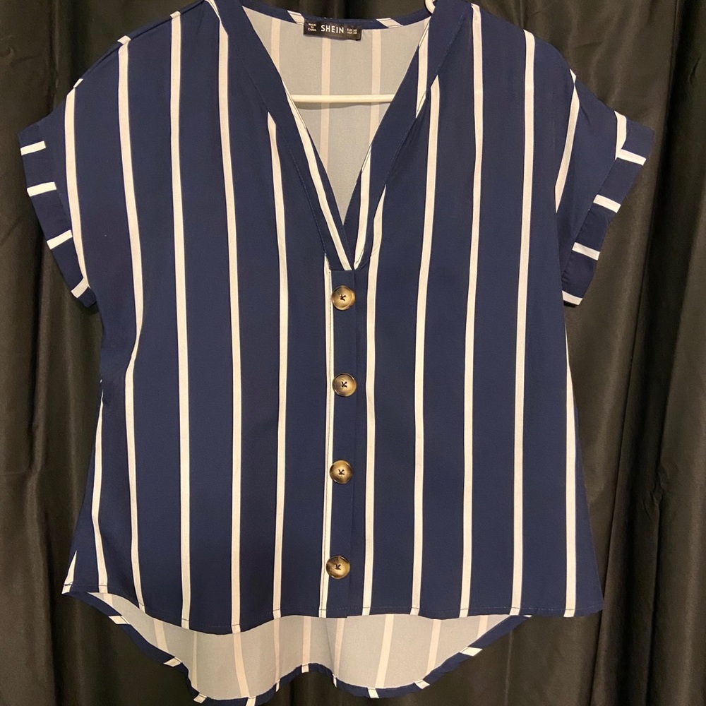 Striped button-down blouse